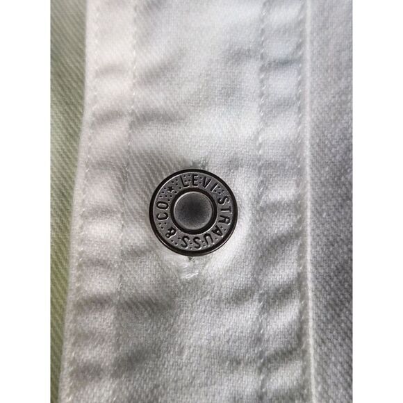 Levis Red Tab Cotton Paint Shirt Women Sz M Artistic Design Green Blue Boho - Picture 10 of 10